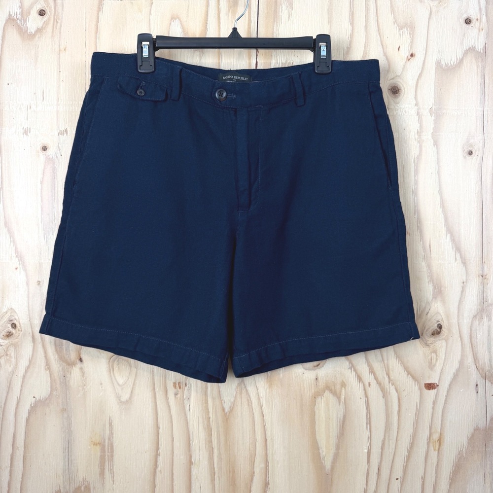 Banana Republic Shorts Mens 36 (Fit 37) Navy 7in Linen Blend Lightweight Coastal